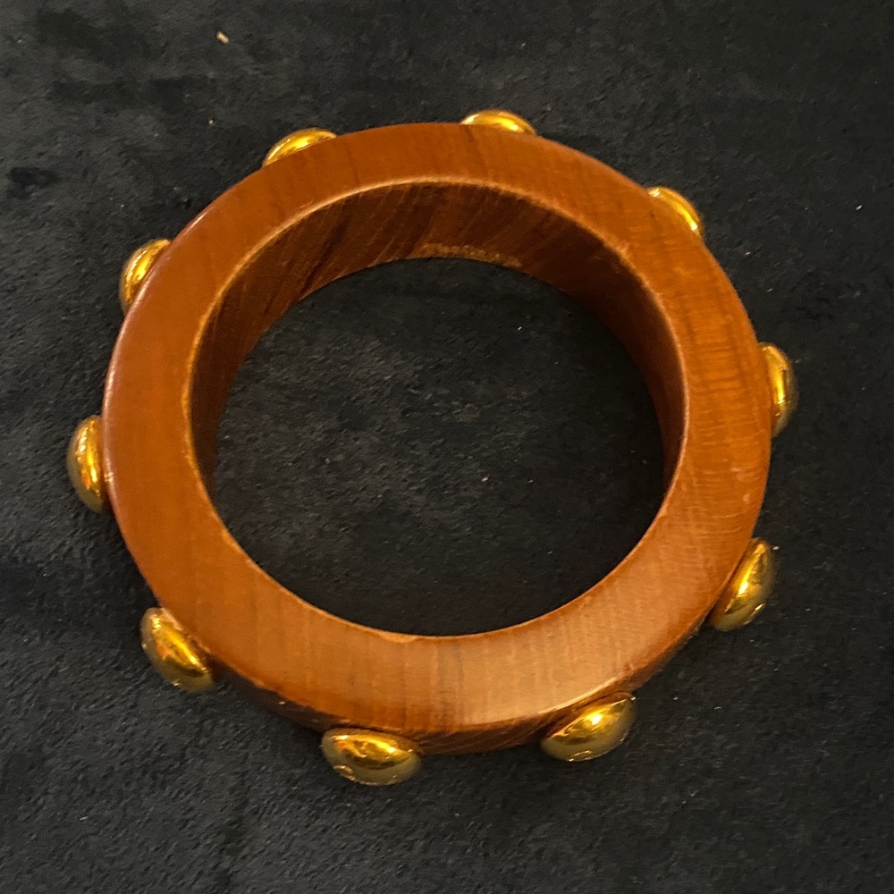 Wooden Bangle with Gold Accents